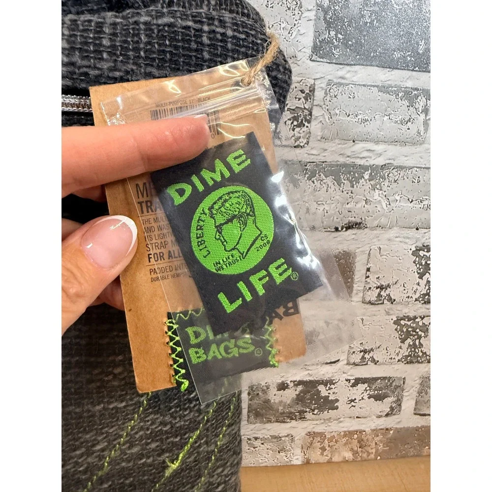 Dime Bags Multi-Purpose Traveler Bag Unisex OS Black Hemp Crossbody Zip NEW